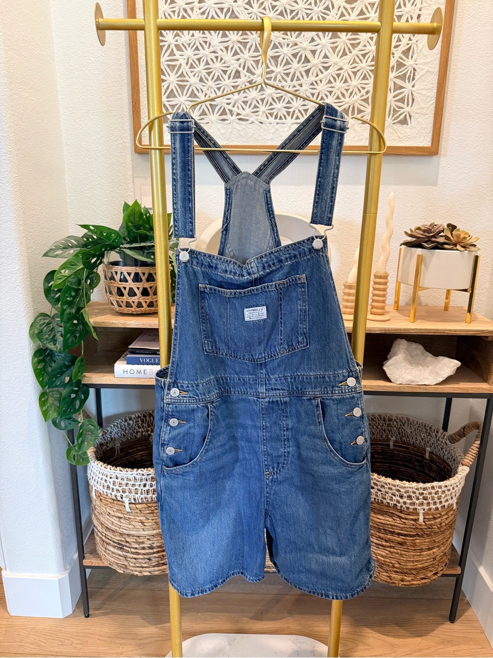 Levi's Blue Denim Short Overalls